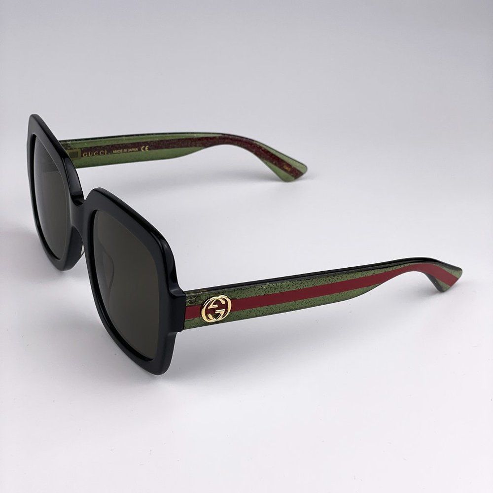 GUCCI WEB GG0036SN 002 Sunglasses Black Green Red Square Women - Picture 5 of 10